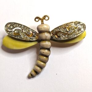 Vintage BSK Signed Dragonfly Brooch – Rare Figural Rhinestone & Enamel Jewelry